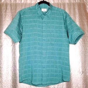 Nicolas Allen EUC 16.5/35 seaglass blue short-sleeved button-down shirt